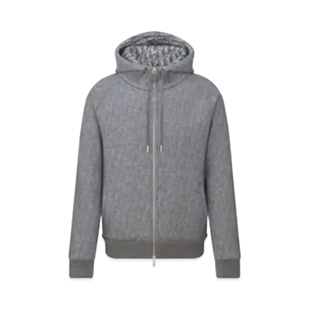 Dior Icons Hooded Sweatshirt Cashmere and Wool Jacquard "Gray"