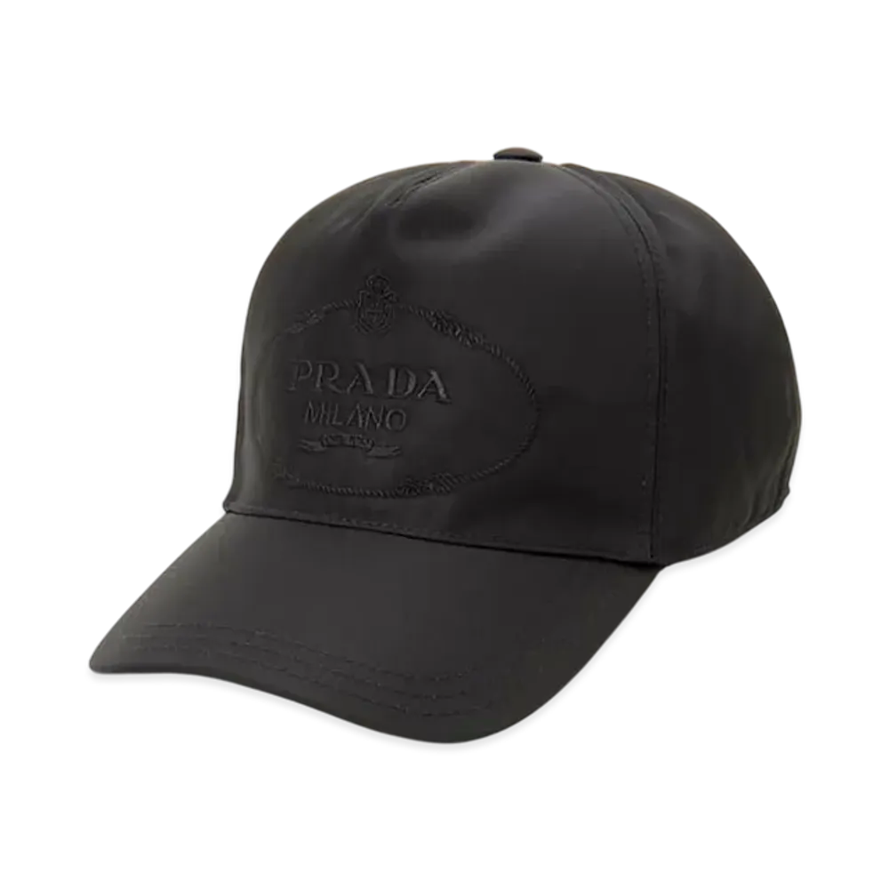 PRADA Womens Black Size L Logo Cap "Black"