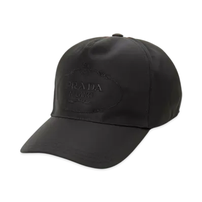 PRADA Womens Black Size L Logo Cap "Black"