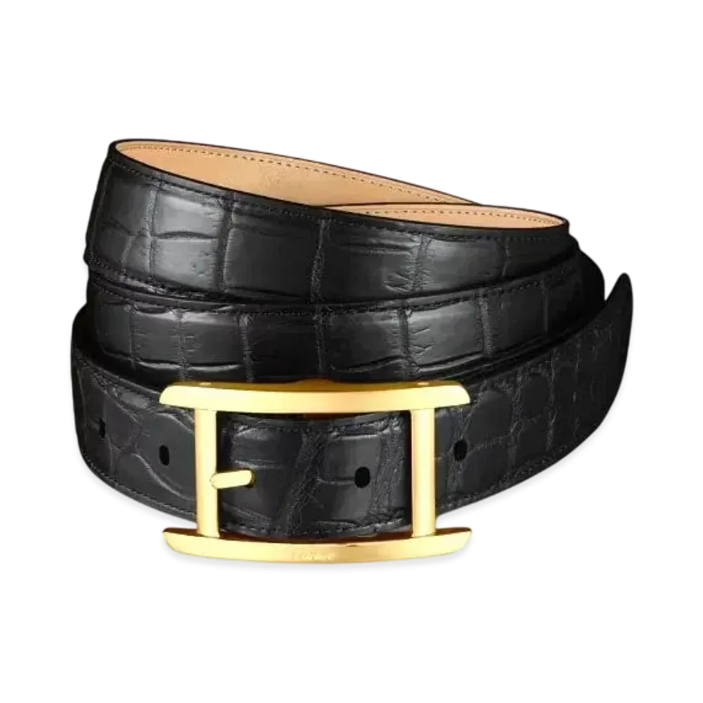 Cartier Belt, Tank Crocodile Skin "Black/Gold"