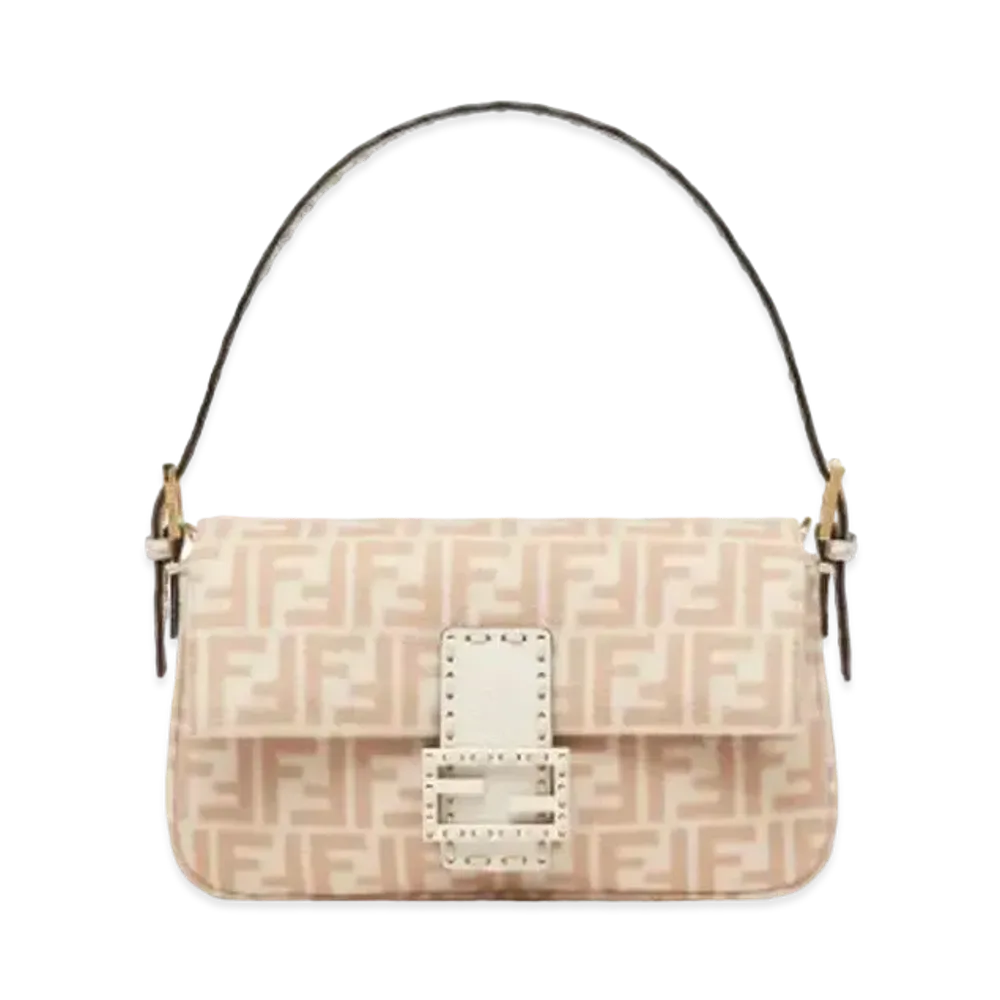 FENDI Baguette 1997 FF Wool Bag "Beige"