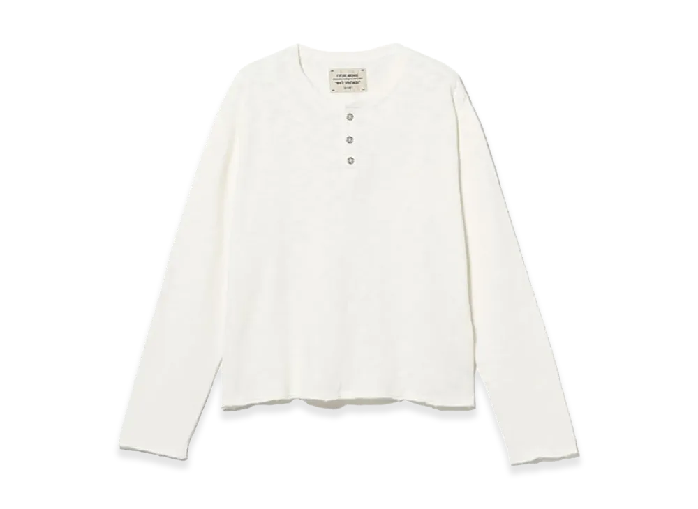 BEAMS FUTURE ARCHIVE Slub Henley Neck Tee "White"