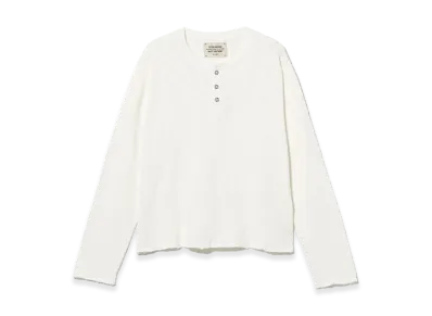 BEAMS FUTURE ARCHIVE Slub Henley Neck Tee "White"