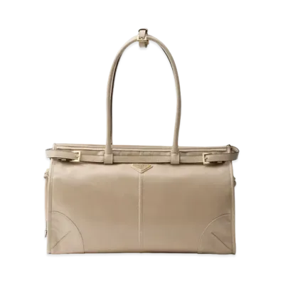PRADA Large Leather Handbag "Travertine"