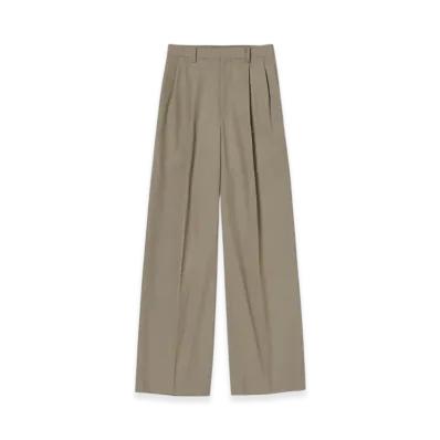 AURALEE Women's Light Wool Max Gabardine Two-Tuck Slacks "Khaki Chambray"