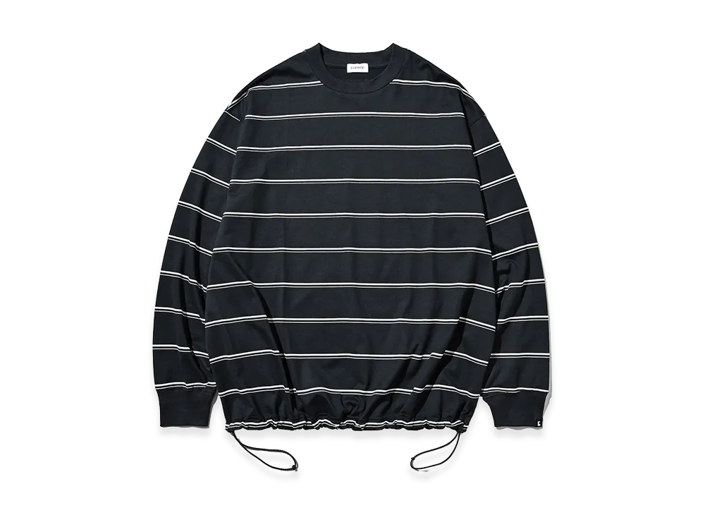 CLESSTE Thick Thin Stripe L/S T-Shirt With Drawstrings "Navy"