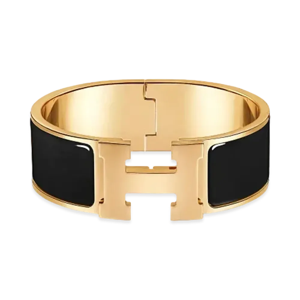 Hermes Clic Clac H Bracelet "Noir/Gold"
