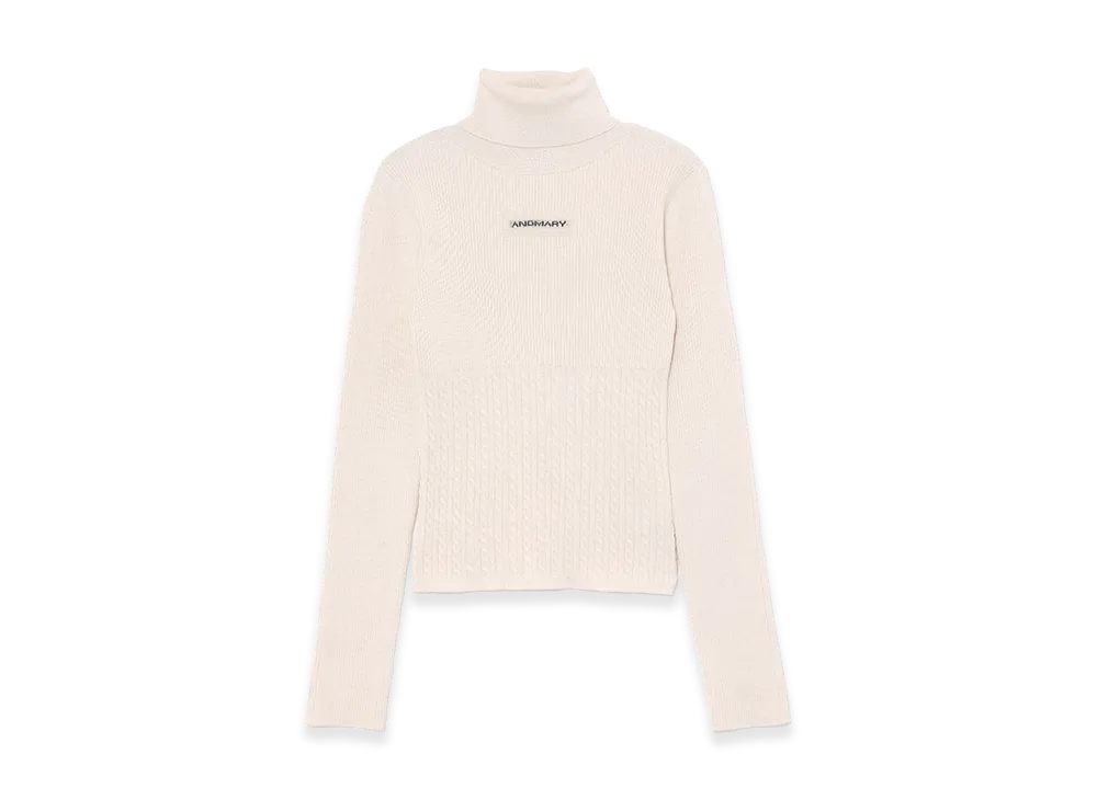 ANDMARY Women's Jacquard Turtleneck Tops "Ivory"