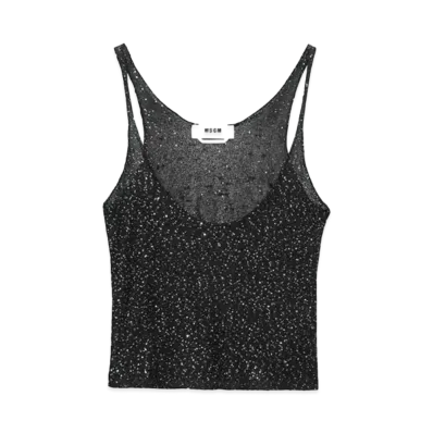 MSGM Glitter Tank Top Shirt "Black"