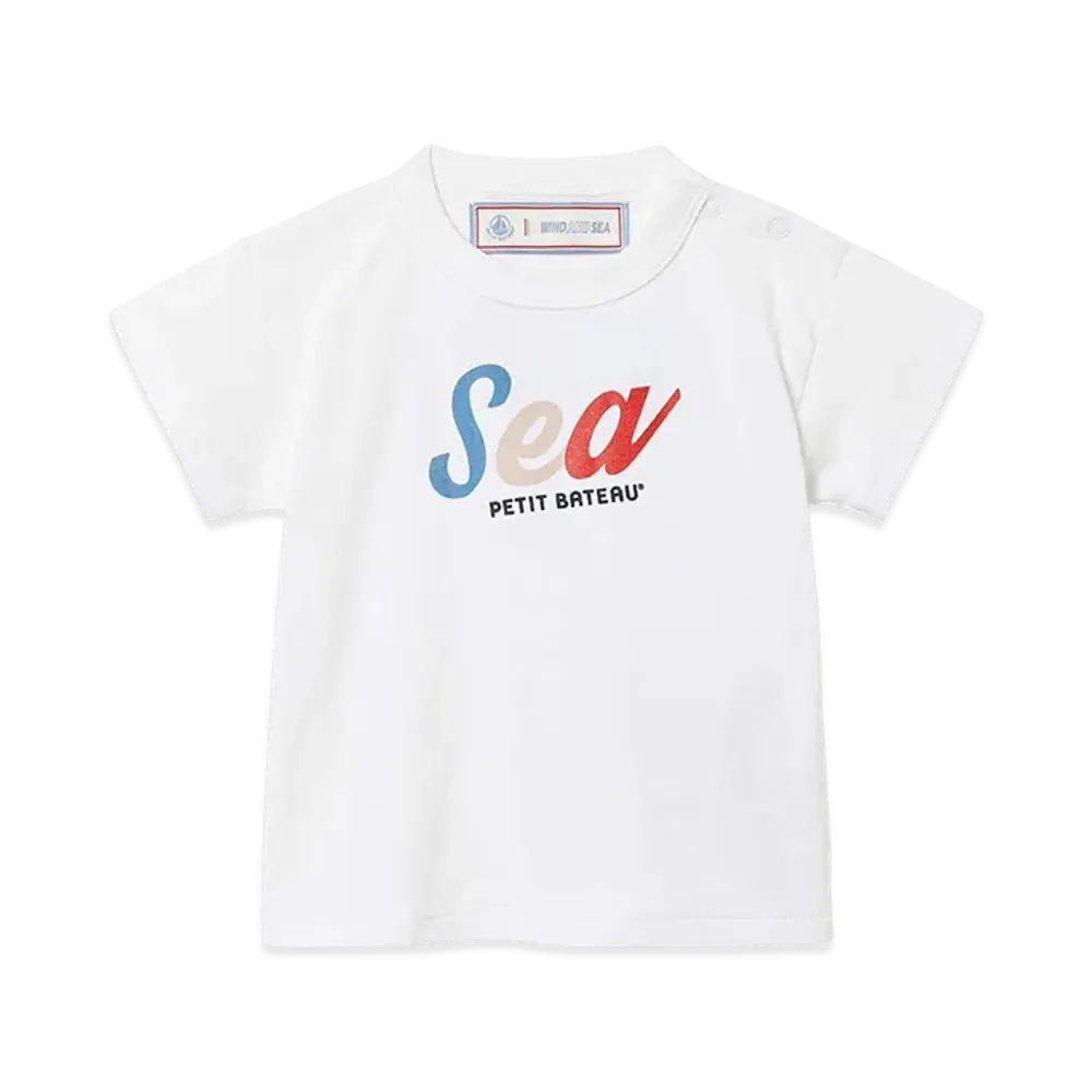 ウィンダンシー x プチバトー ベビー プリント半袖Tシャツ "ホワイト"