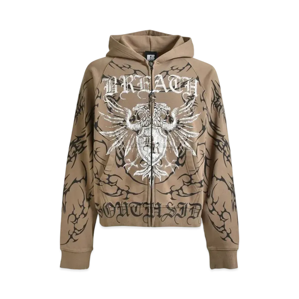 BREATH Twin Head Logo Zip Up Hoodie "Dust"