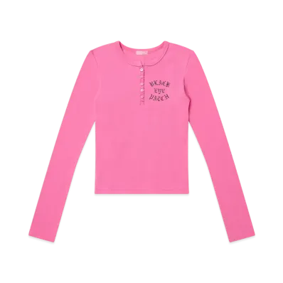 BlackEyePatch Crossed Rifles Henley Neck L/S Tee "Pink"