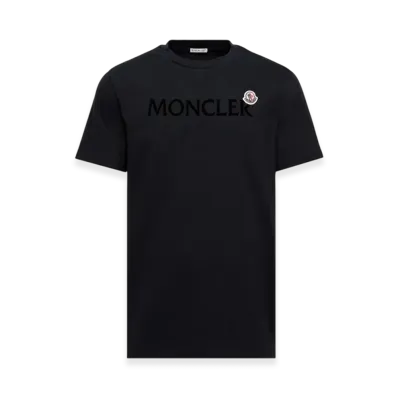 MONCLER Flocked Logo Cotton T-Shirt "Night Blue"