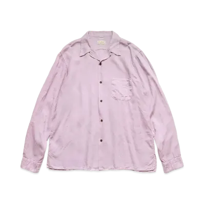 KAPITAL Soft Linen Open Collar Shirt "Lavender"