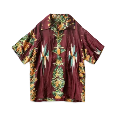 KAPITAL Silk Rayon Hibiscus Ortega Aloha Shirt "Enji"