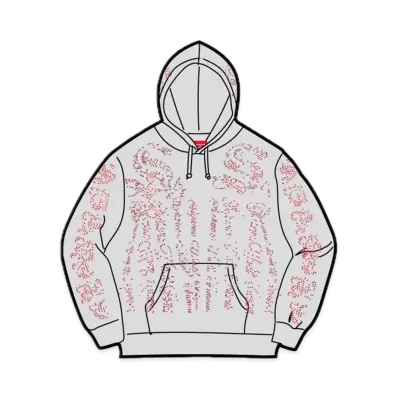 Supreme Rhinestone Zip Up Hooded Sweatshirt "Ash Grey"