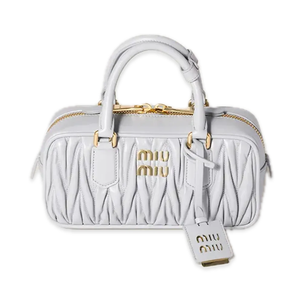 MIU MIU Arcadie Matelasse Leather Bag "Pearl Grey"