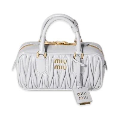 MIU MIU Arcadie Matelasse Leather Bag "Pearl Grey"
