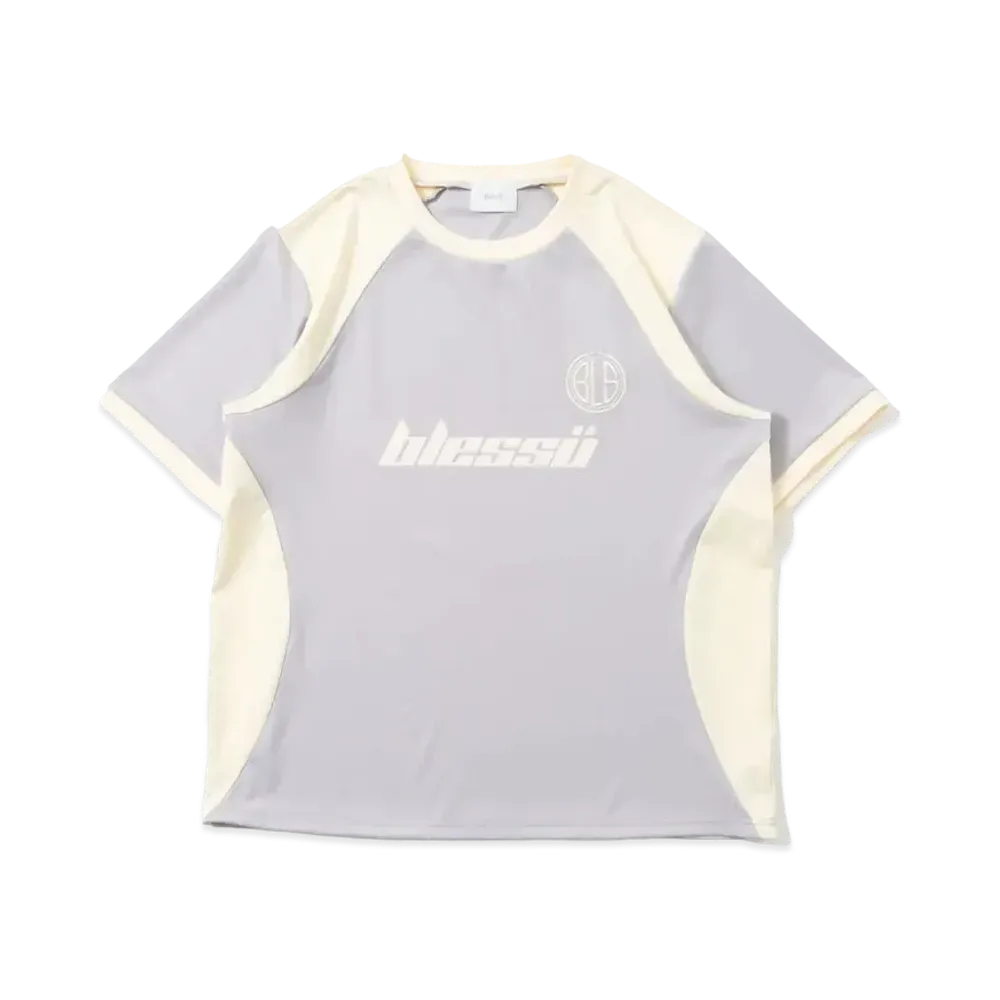 BLESS U BU Fit T Shirt "GrayxCream"