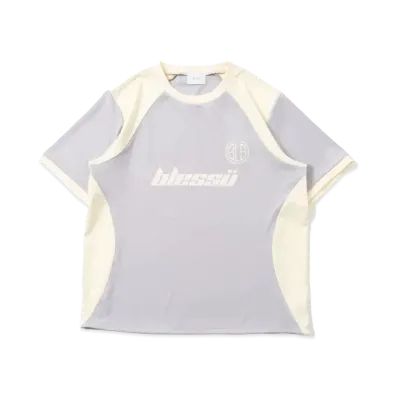 BLESS U BU Fit T Shirt "GrayxCream"