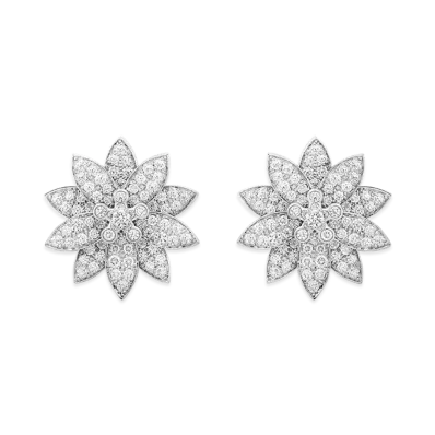 Van Cleef & Arpels Lotus earrings medium model "18K White gold/Diamond"