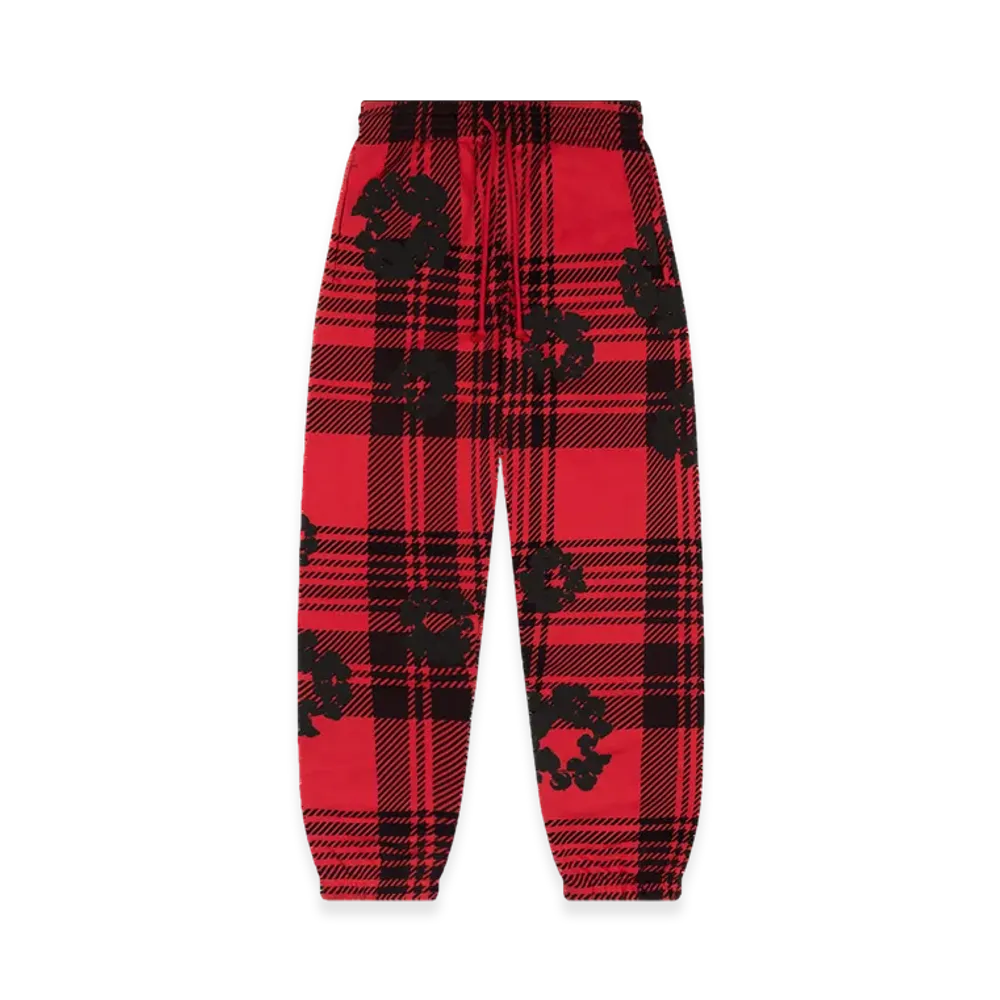 DENIM TEARS Plaid Cotton Wreath Sweatpants "Red"