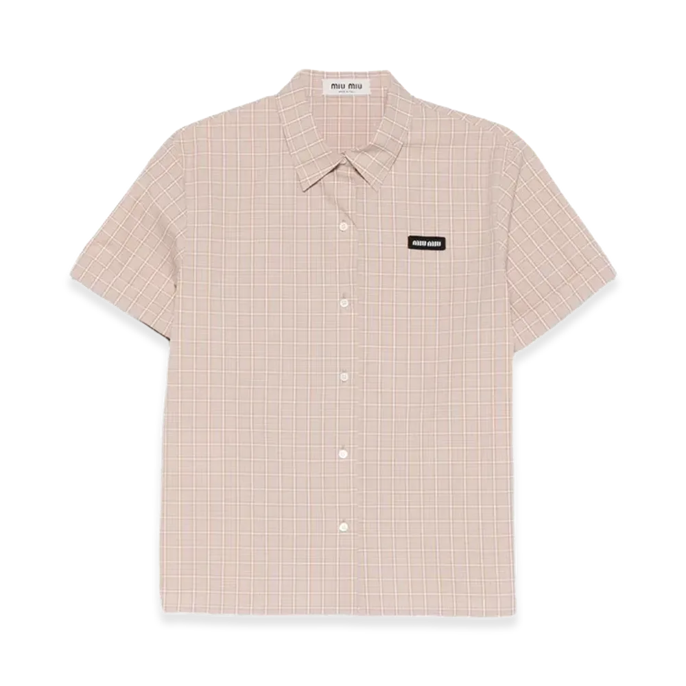 MIU MIU Women's Embroidered Poplin Shirt "Pink"