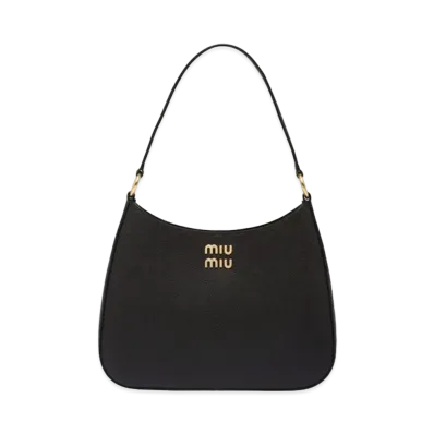 MIU MIU Madras Leather Shoulder Bag "Black"