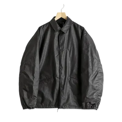COMOLI Paper Leather Coach Jacket "Black"