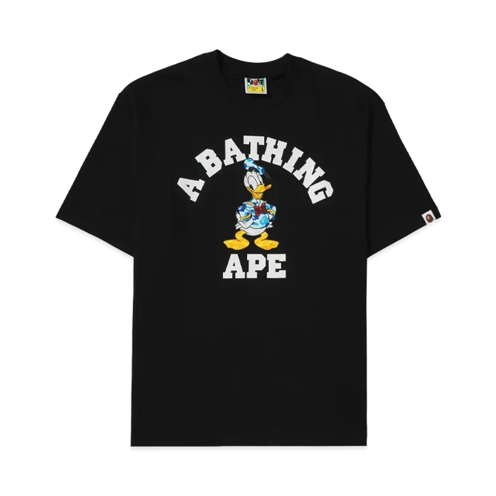 A BATHING APE x Disney Donald Duck College Relaxed Fit Tee "Black"