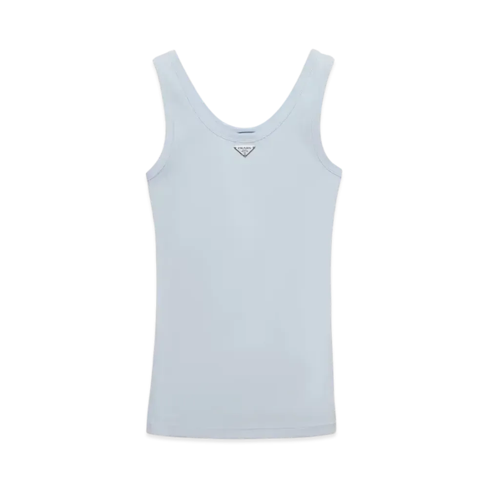 PRADA Women's Ribbed Knit Top "Sky Blue"
