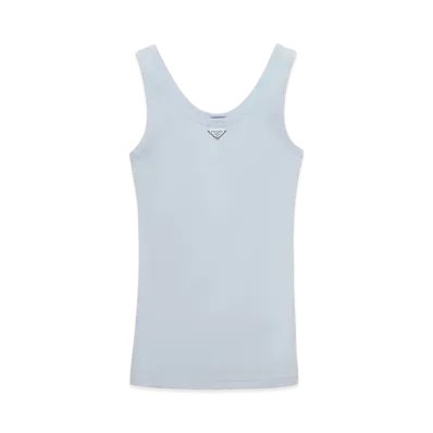 PRADA Women's Ribbed Knit Top "Sky Blue"