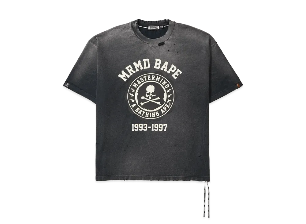 A BATHING APE x mastermind JAPAN Skull Vintage Effect Relaxed Fit Tee "Black"