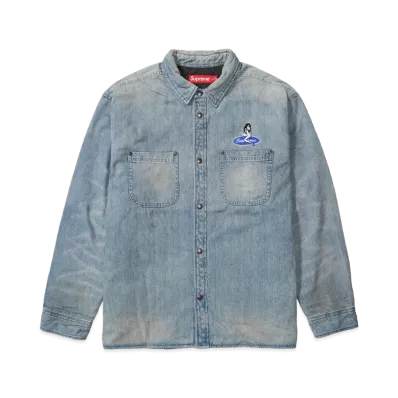 Supreme Quilted Lined Denim Snap Shirt "Dirty Indigo"