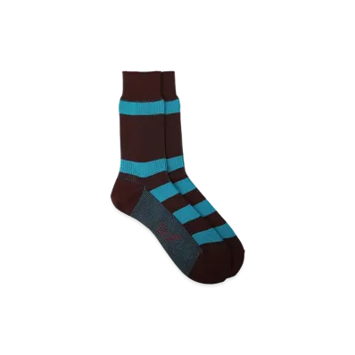 Ground Y Cotton Acrylic Border Socks "Bordeaux"
