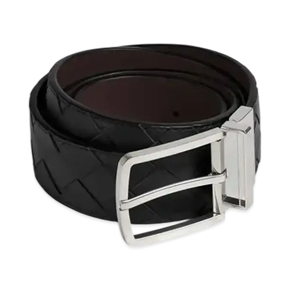 Bottega Veneta Intrecciato Reversible Belt "Black/Fondente"