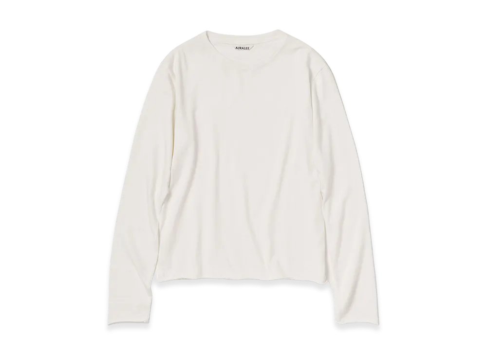 AURALEE Women's Brushed Organic Cotton Cashmere Jersey L/S Tee "White"