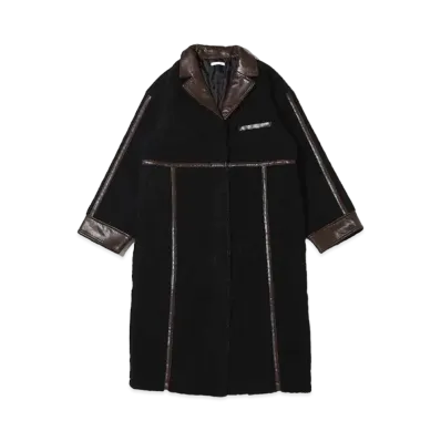 atmos pink Different Material Docking Boa Coat "Black"