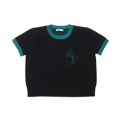 atmos pink Ringer Knit Chibi T "Black"