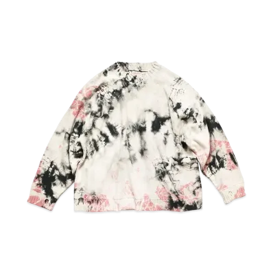 KAPITAL 5G COTTON CUT CREW SWEATER (ASHBURY DIE) "Black Pink"