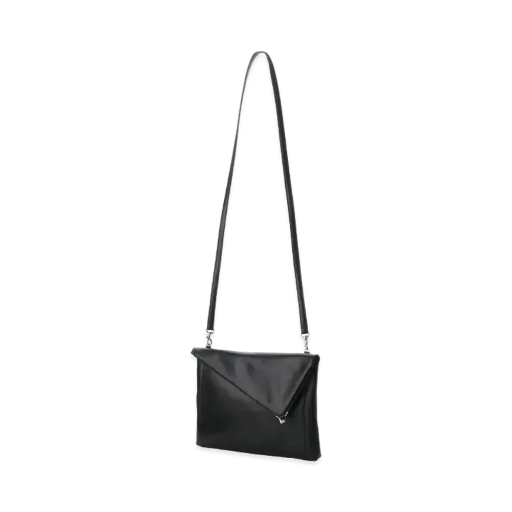 Yohji Yamamoto Y's SEMI GLOSS LEATHER SHAPED CLASP CLUTCH BAG "Black"