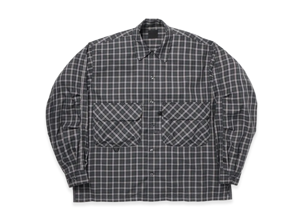 DAIWA PIER39 Tech Sports Open Collar Shirt L/S Gren Plaid "Charcoal"