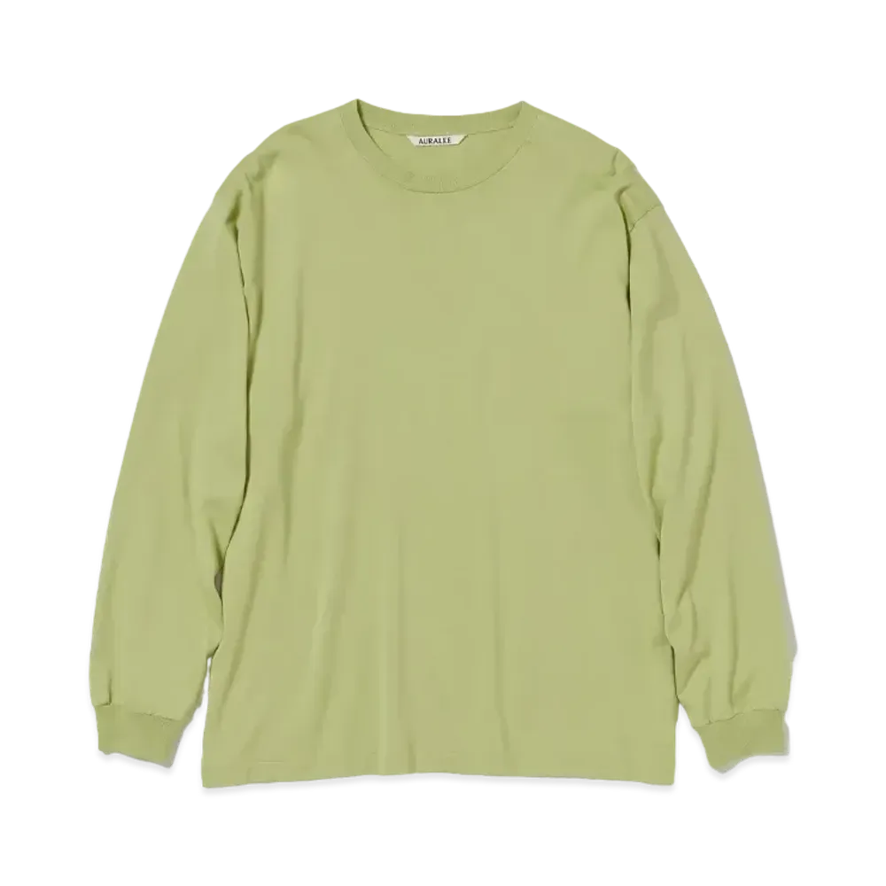 オーラリー ラスター プレーティング L/S Tシャツ "ライトグリーン"