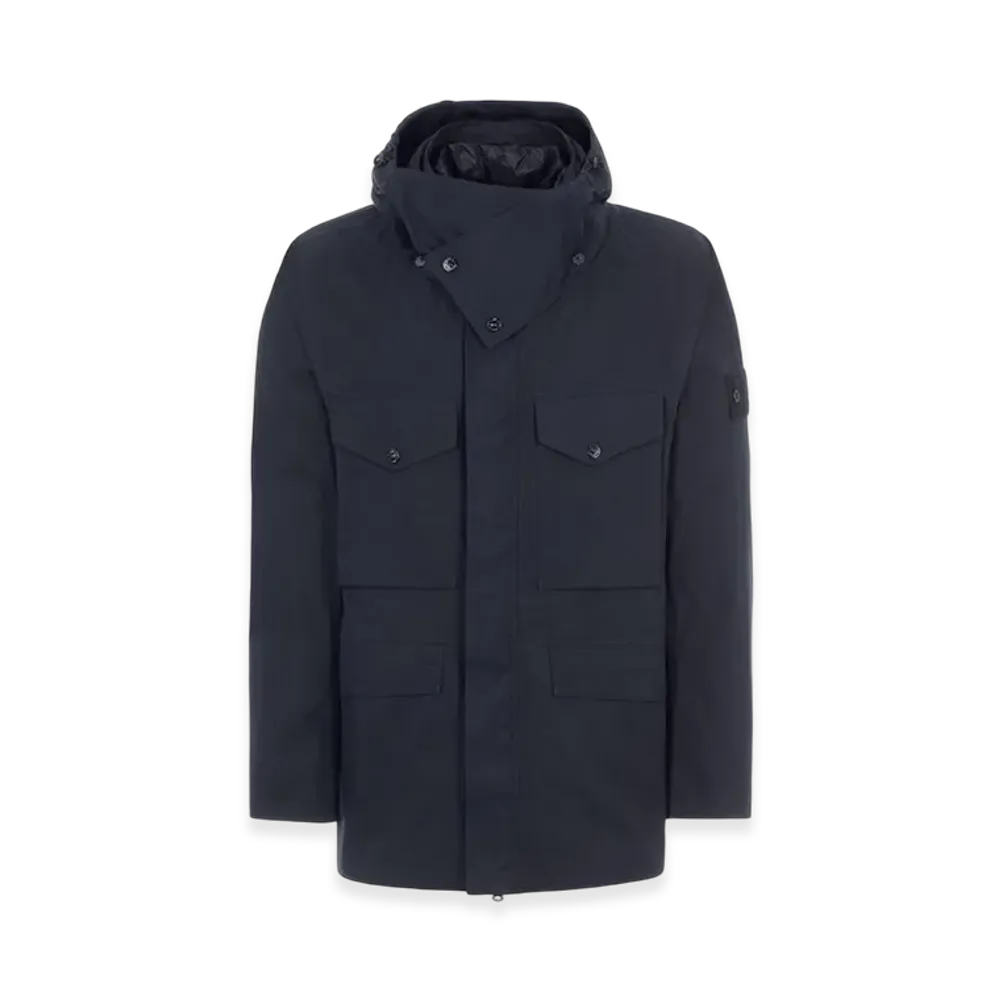 Stone Island 437F1 Ghost Piece O-Ventile Hooded Jacket - 22FW "Navy Blue"