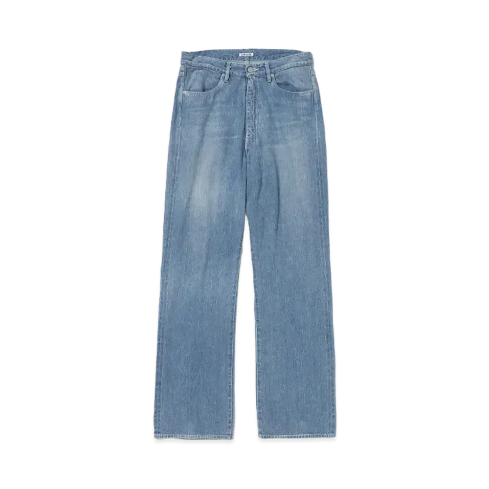 AURALEE Selvedge Faded Light Denim Pants "Light Indigo"