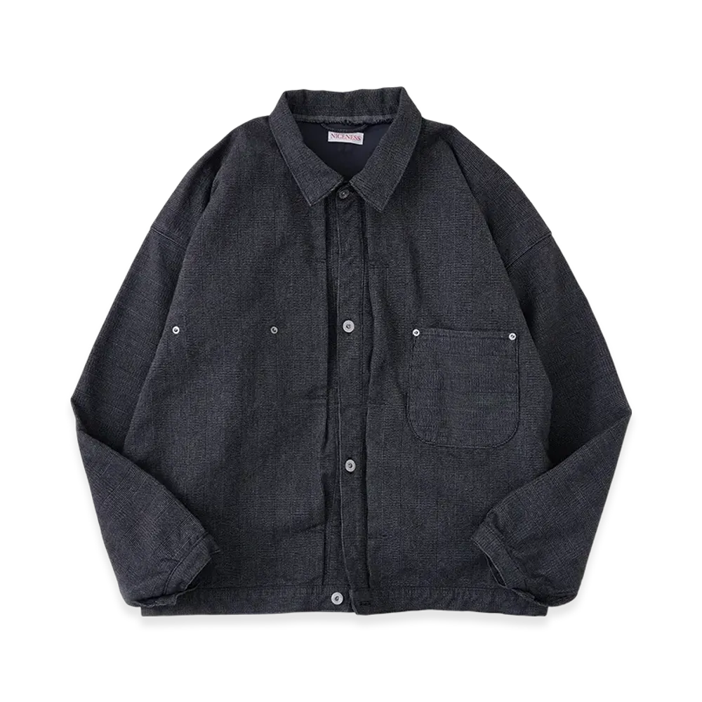 NICENESS Z.Mccready Canvas Check Trucker Jacket "Charcoal"