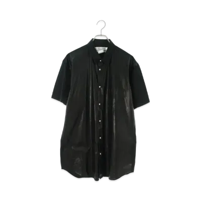 Chrome Hearts x COMME des GARCONS CDG SS PP Cross Ball Button Leather Switching S/S Shirt "Black"