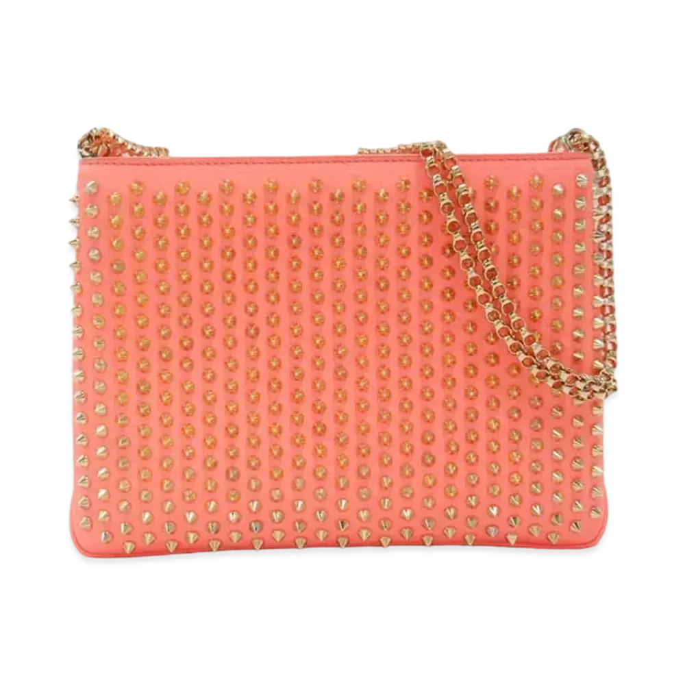 Christian Louboutin Triloubi Studs Leather Chain Shoulder Bag "Pink"