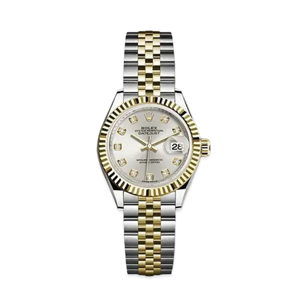 ROLEX Datejust 28 Silver Dial 10P Diamonds 279173G
