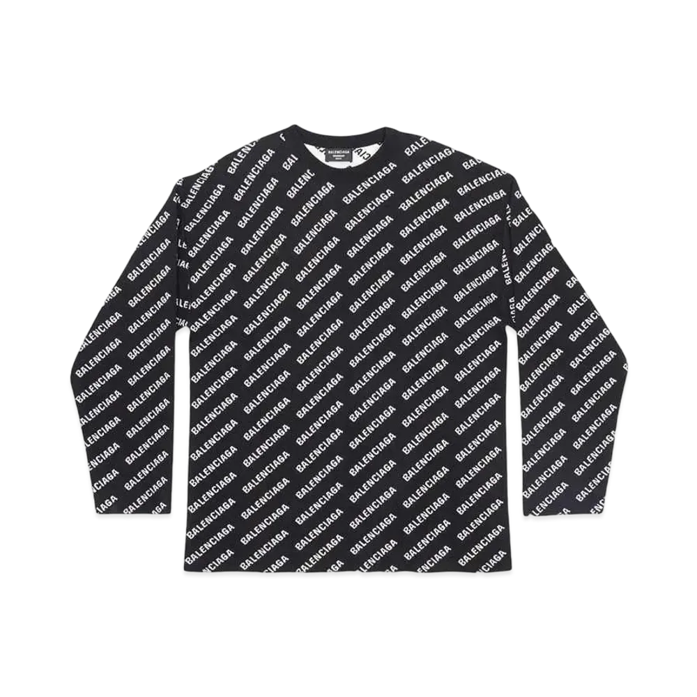 BALENCIAGA MENS Mini Allover Logo Sweater "Black"